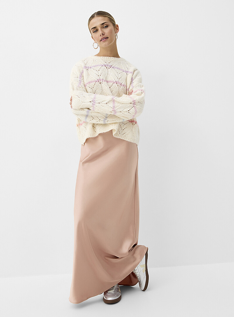 Ic&ocirc;ne Pink Satiny maxi skirt for women
