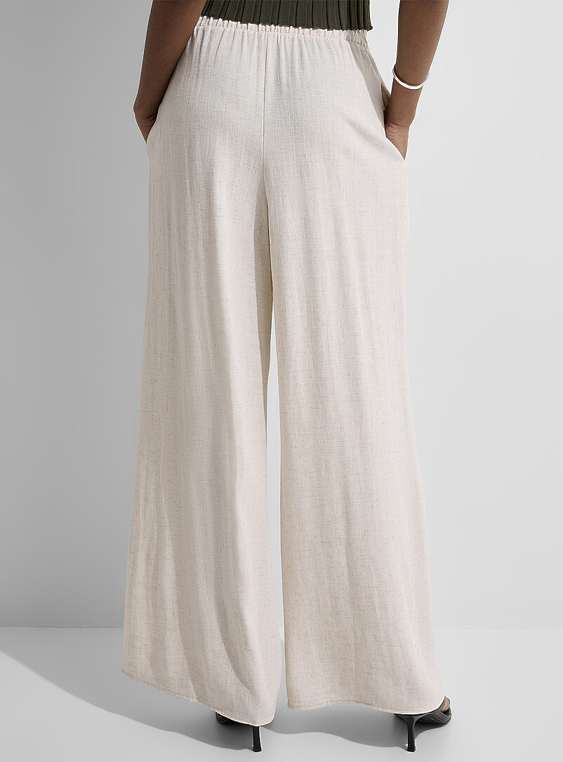 Ic&ocirc;ne: Le pantalon large lin naturel &Eacute;cru - Lin pour femme