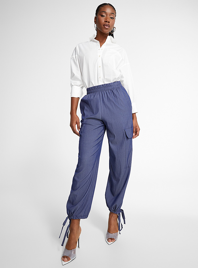 Icône Blue Chambray parachute pant for women