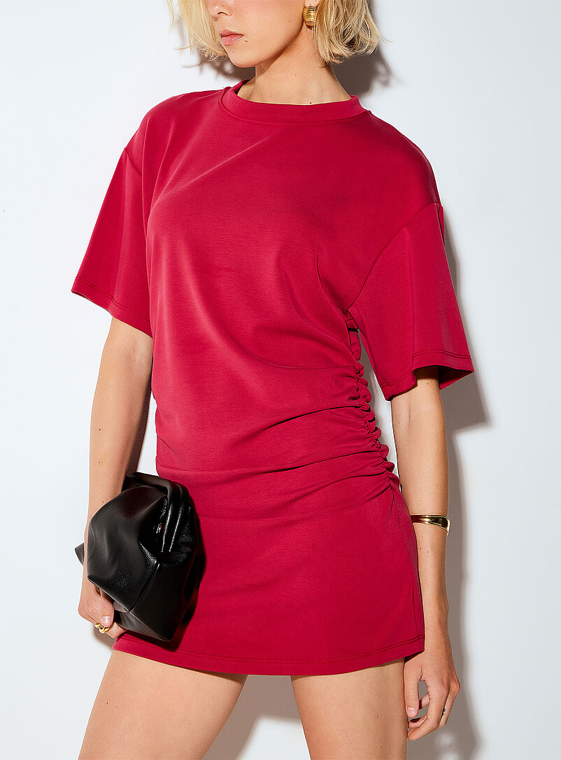Ic&ocirc;ne Black Ruched-waist T-shirt minidress for women
