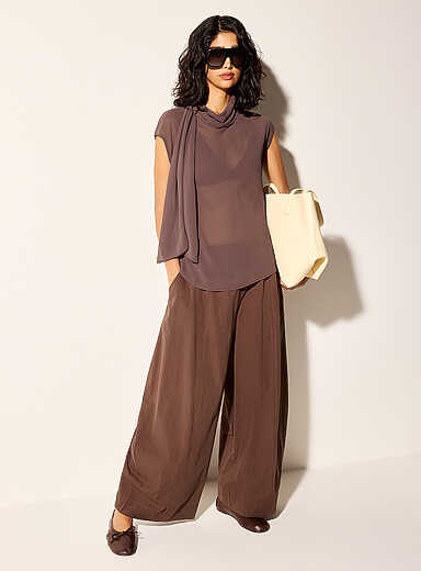 Scarf-neck sheer cami