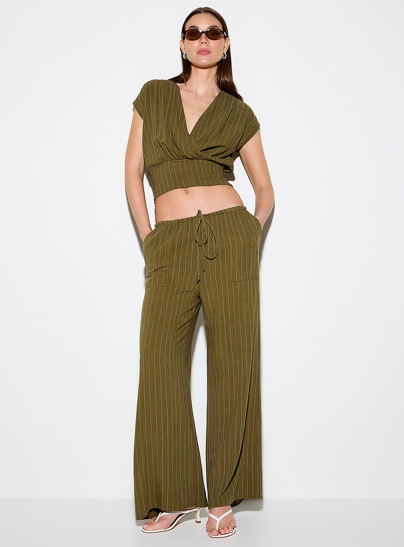 Touch Of Linen Drawcord Waist Striped Pant