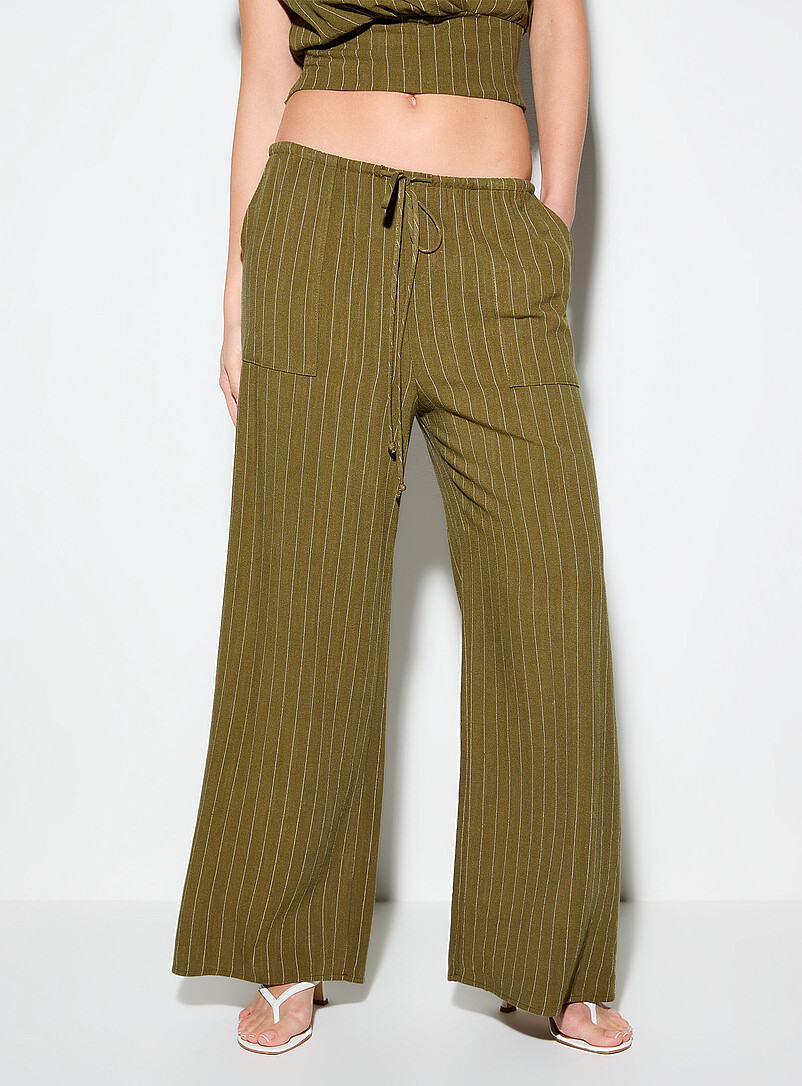 Touch of linen drawcord waist striped pant product image 2