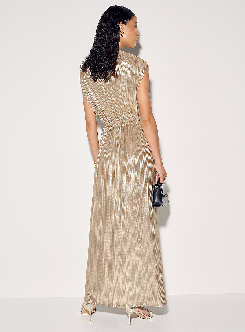 Golden crossover V-neck maxi dress product image 3