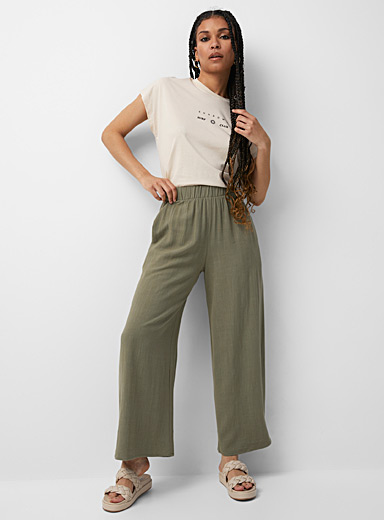 Thick crepe pleated wide-leg pant