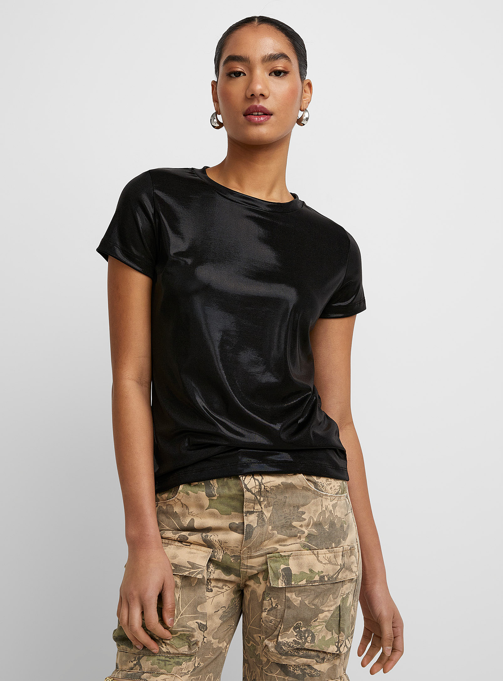 Icone Shimmering T-shirt In Black