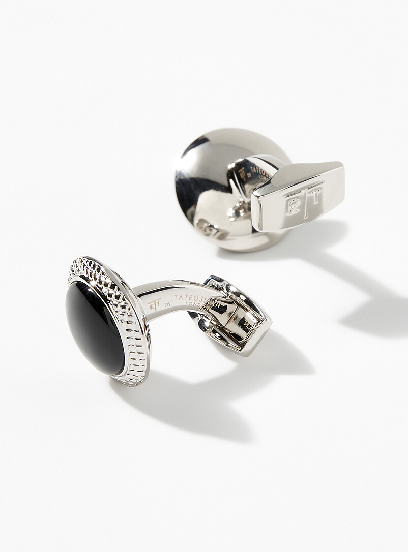 Tateossian: Les boutons de manchette Bullseye onyx Noir pour homme