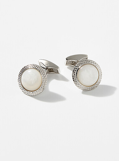 Les boutons de manchette Bullseye nacre