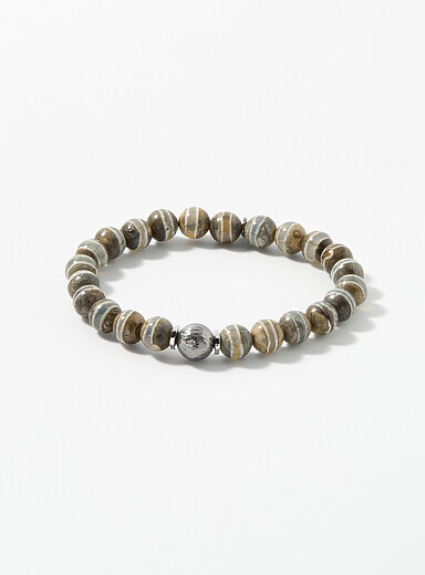 Tateossian Mossy Green Lhasa Graffiato bead bracelet for men