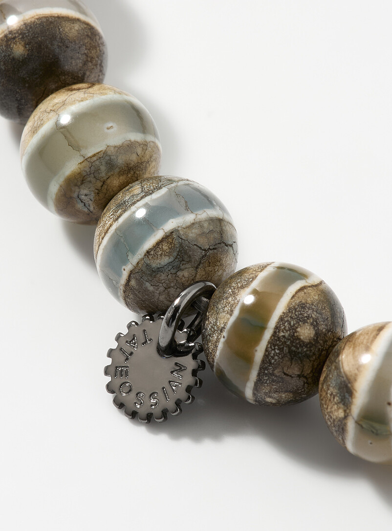 Tateossian Mossy Green Lhasa Graffiato bead bracelet for men