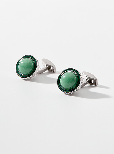 Gyrate aventurine swivelling cuff links