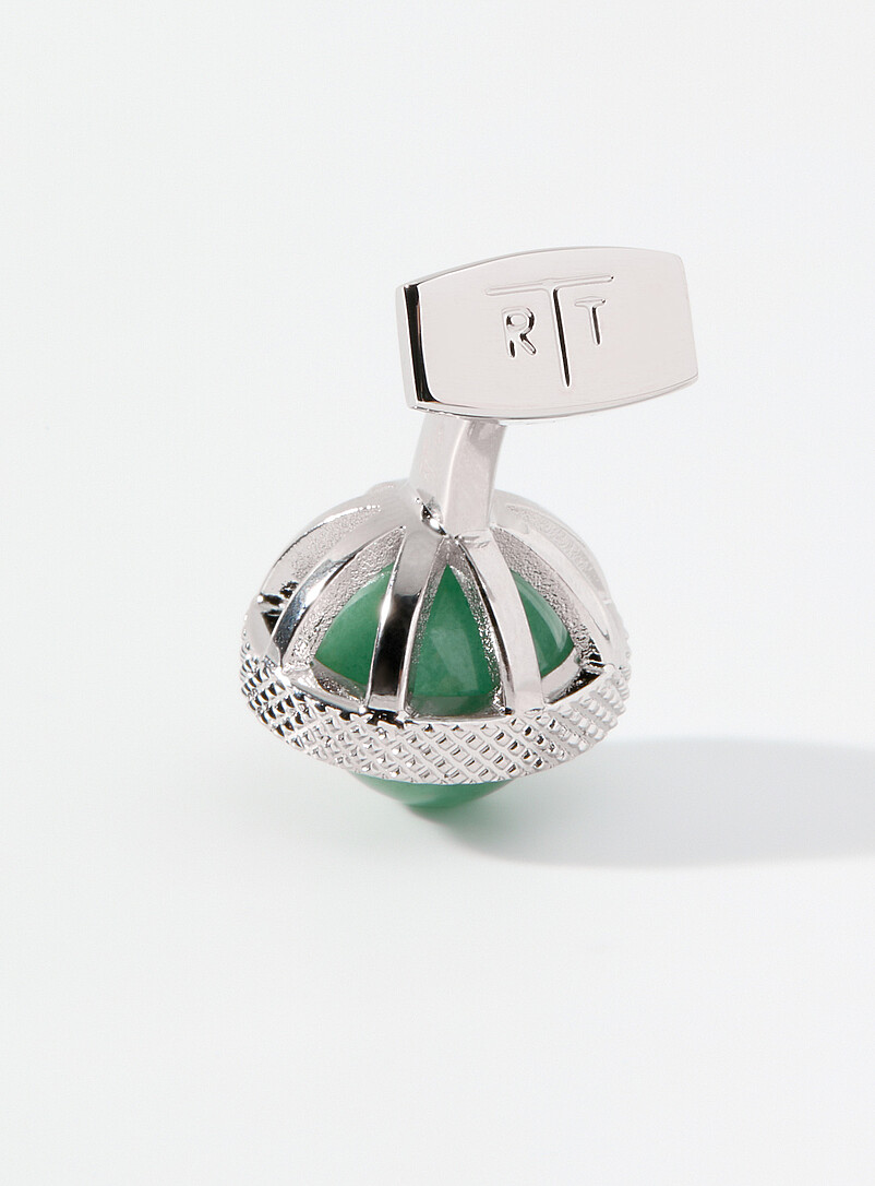 Tateossian: Les boutons de manchette pivotants aventurines Gyrate Vert pour homme