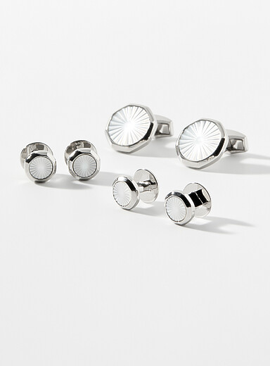 Tateossian: Les boutons de manchette et de chemise nacre blanche Blanc pour homme