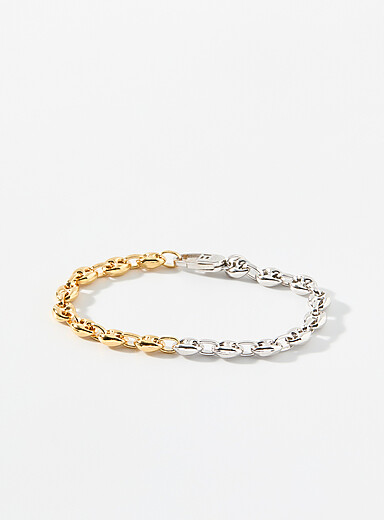 Coffee bean links two-tone bracelet