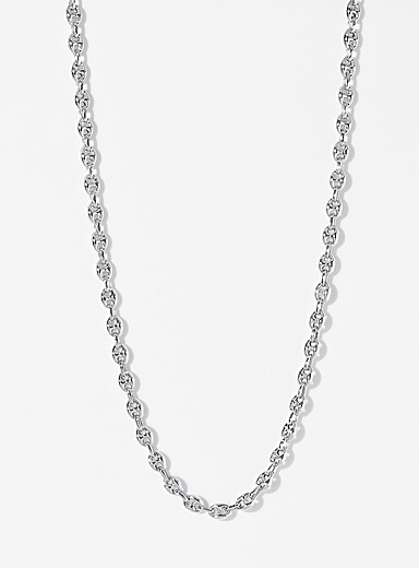 Le collier argent sterling maillons grains de caf&eacute;