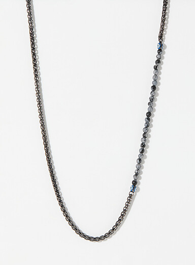 Sennit Catena Evil Eye obsidian and Venitian links necklace