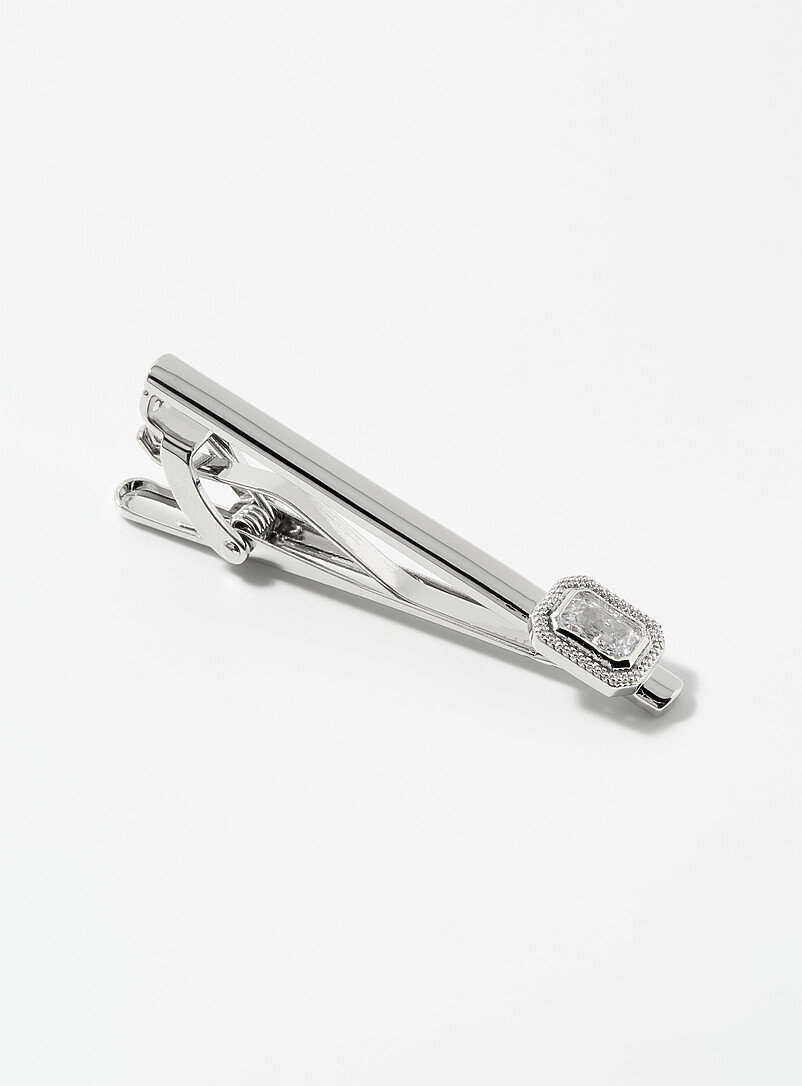 Rectangular Crystal Tie Pin