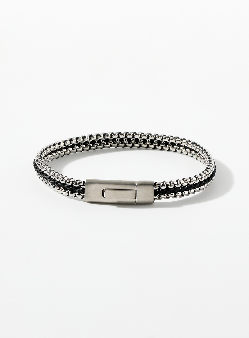 Tris Button silver bracelet product image (primary)