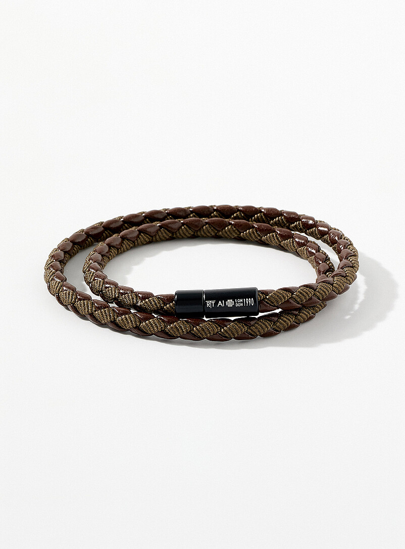 Braided leather double bracelet product image (primary)