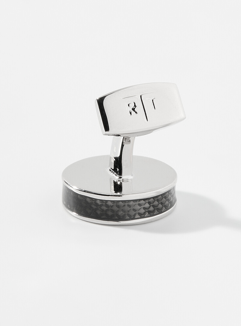 Round carbon cuff links product image 2
