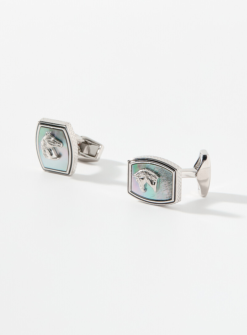 Ascot horses mother-of-pearl cuff links product image (primary)