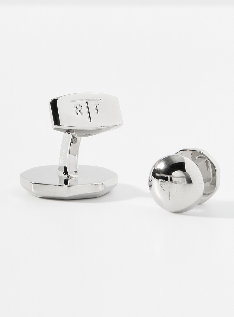 White mother-of-pearl cuff links and shirt buttons product image 2