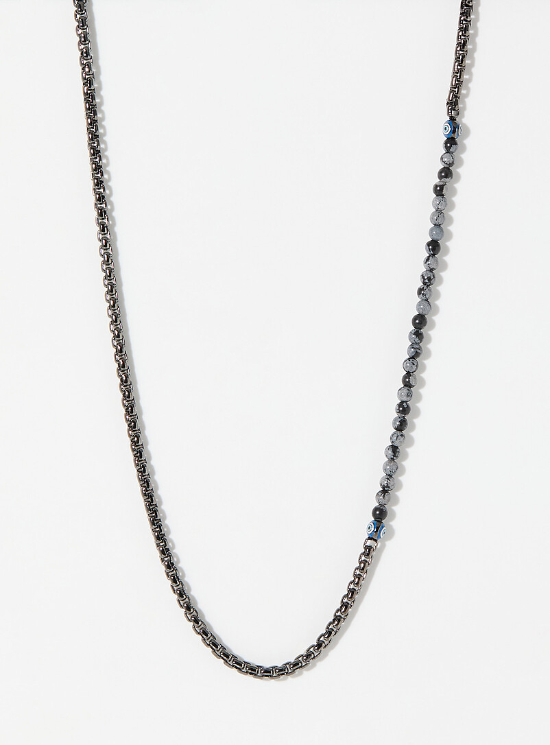 Sennit Catena Evil Eye obsidian and Venitian links necklace product image (primary)