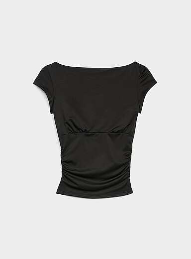 Le t-shirt ajust&eacute; col bateau taille fronc&eacute;e