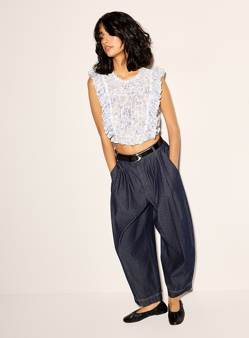 トップス TOILE DE JOUY ORGANDY SHIRRING TUNIC Toile de Jouy effect rustic blouse | Icône | | Simons