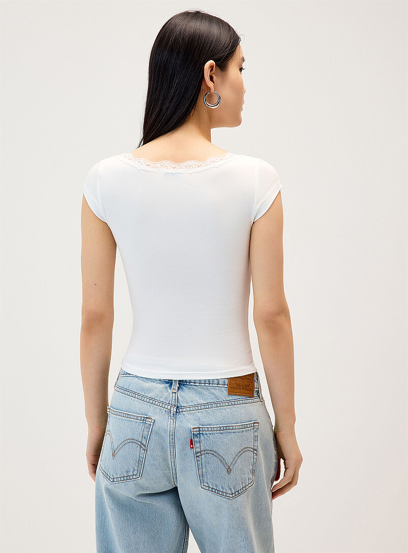 Fitted lace Henley T-shirt product image 2