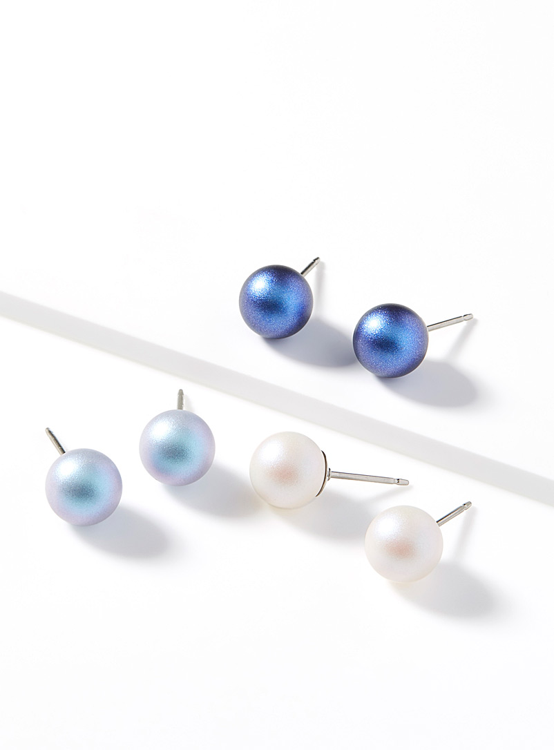 Simons: Les boucles d'oreilles perles Swarovski Ensemble de 3 Assorti pour femme