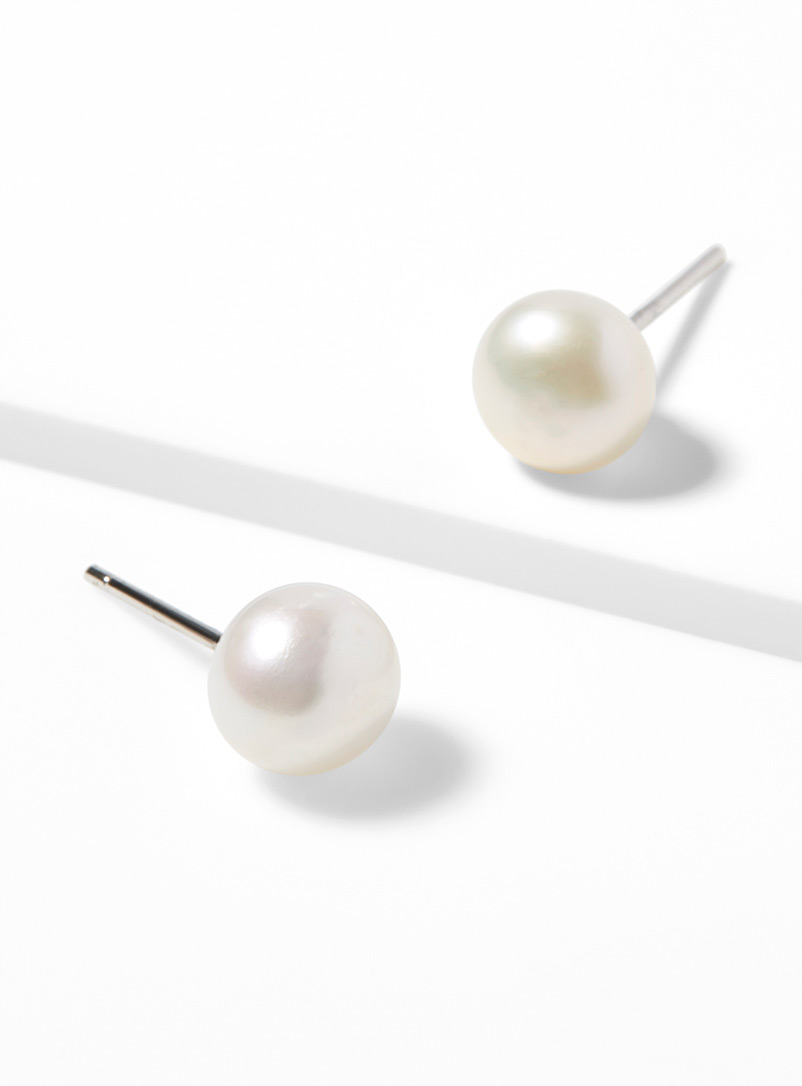 Simons White Freshwater pearl earrings for women
