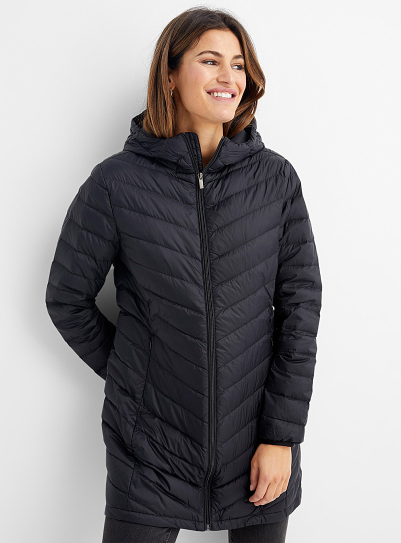 Contemporaine Black Recycled nylon 3/4 puffer jacket for women