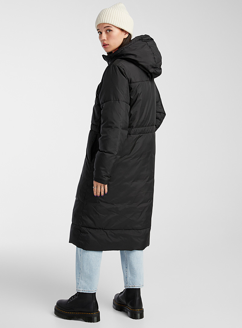Twik: Le long manteau bouffant taille ajustable Noir pour femme