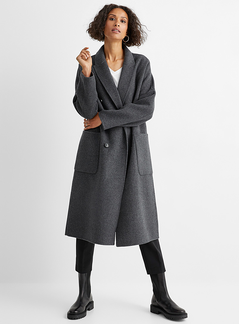 Contemporaine Dark Grey Oversized wool overcoat for women