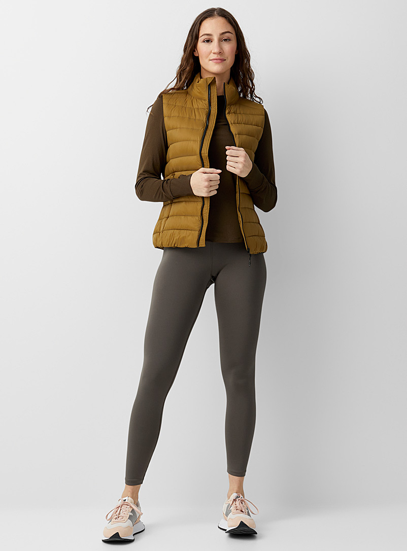 I.FIV5: La veste matelassée sans manches nylon recyclé Kaki chartreuse pour femme