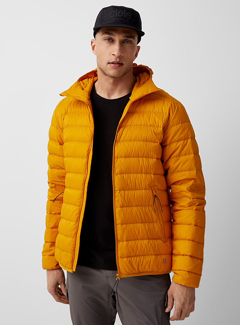 I.FIV5 Dark Yellow Recycled nylon packable puffer jacket for men