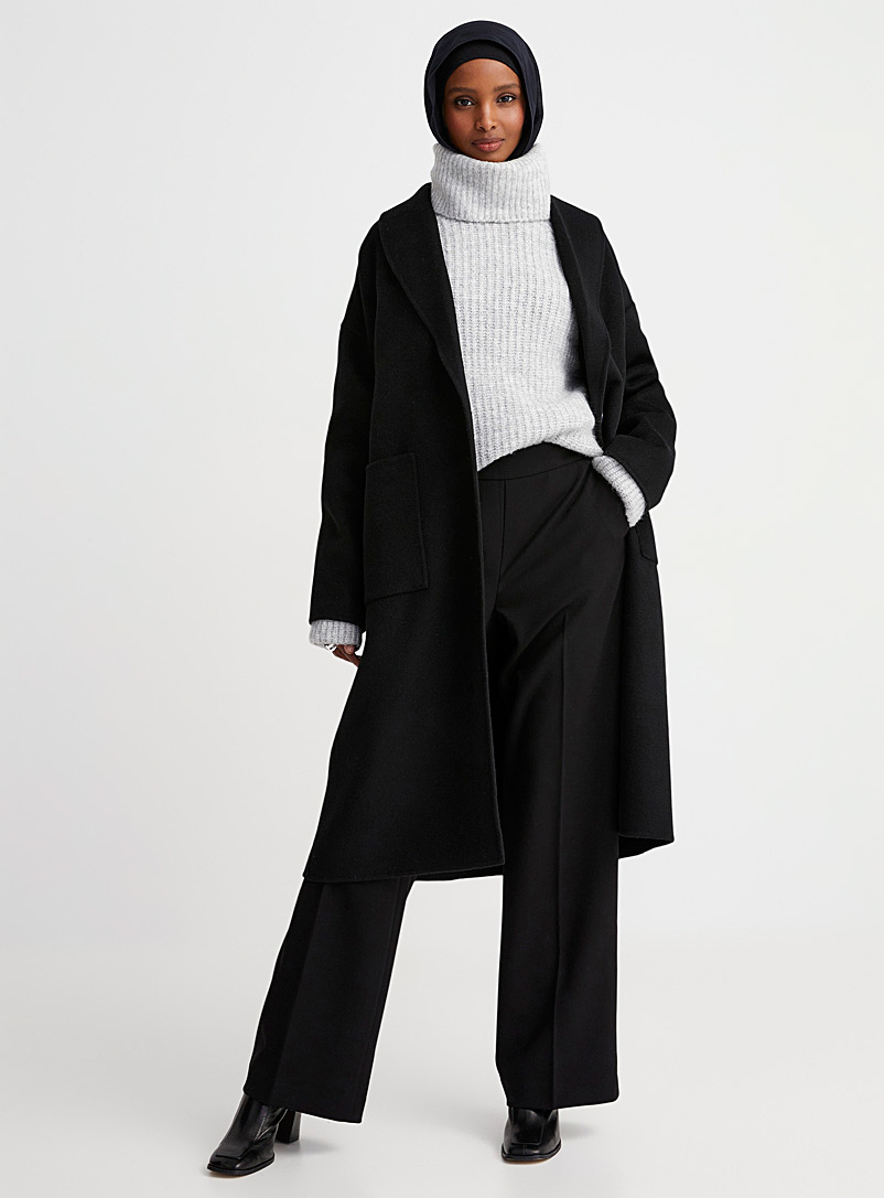 Contemporaine Black Oversized double-faced overcoat for women