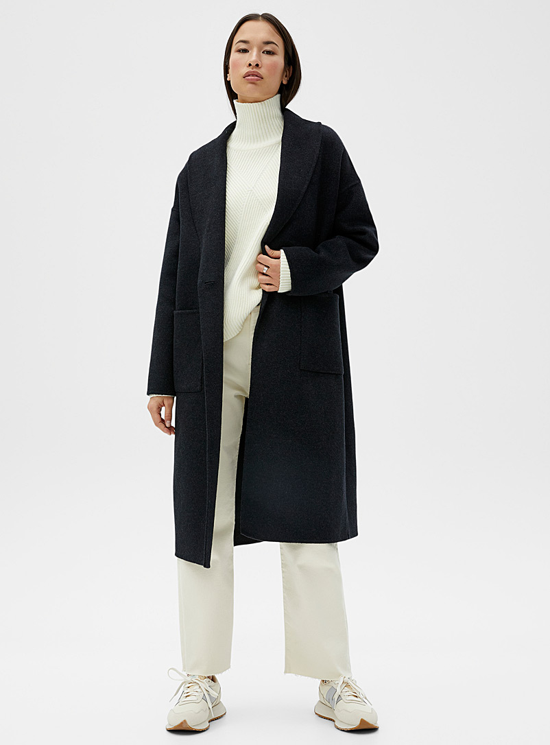 Contemporaine Charcoal Oversized double-faced overcoat for women