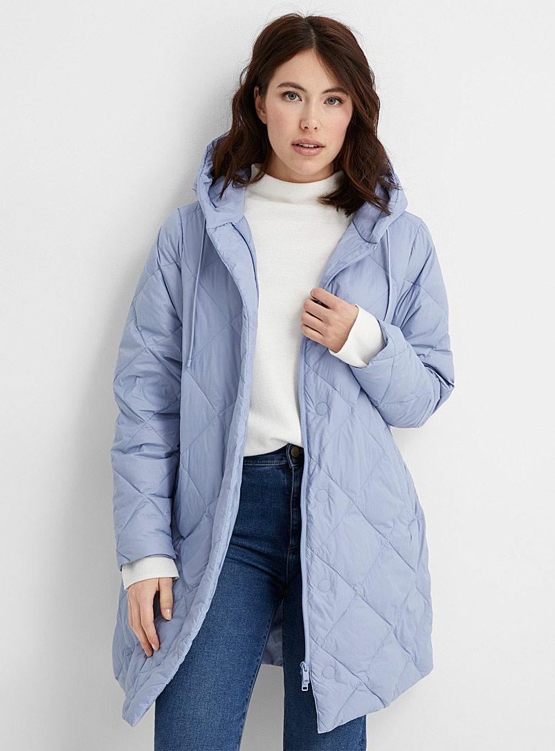 Contemporaine: Le manteau compressible losanges matelassés Bleu pâle-bleu poudre pour femme