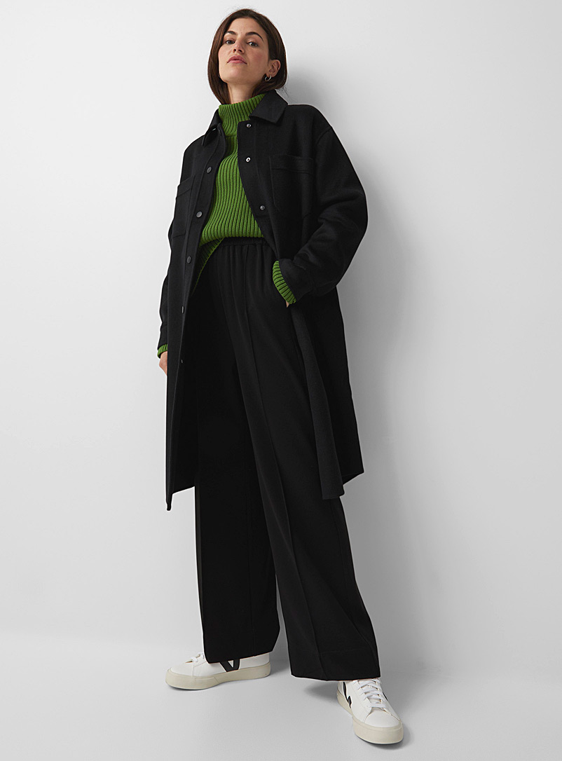 Contemporaine Black Long double-faced overshirt coat for women
