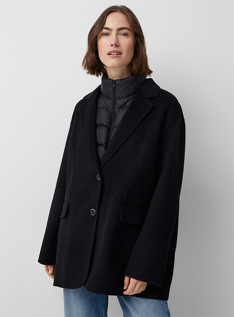 Contemporaine: Le manteau veston ample double face Noir pour femme