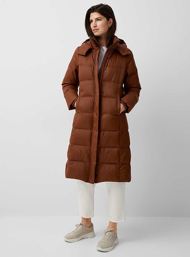 Contemporaine Medium Brown Light maxi quilted jacket for women