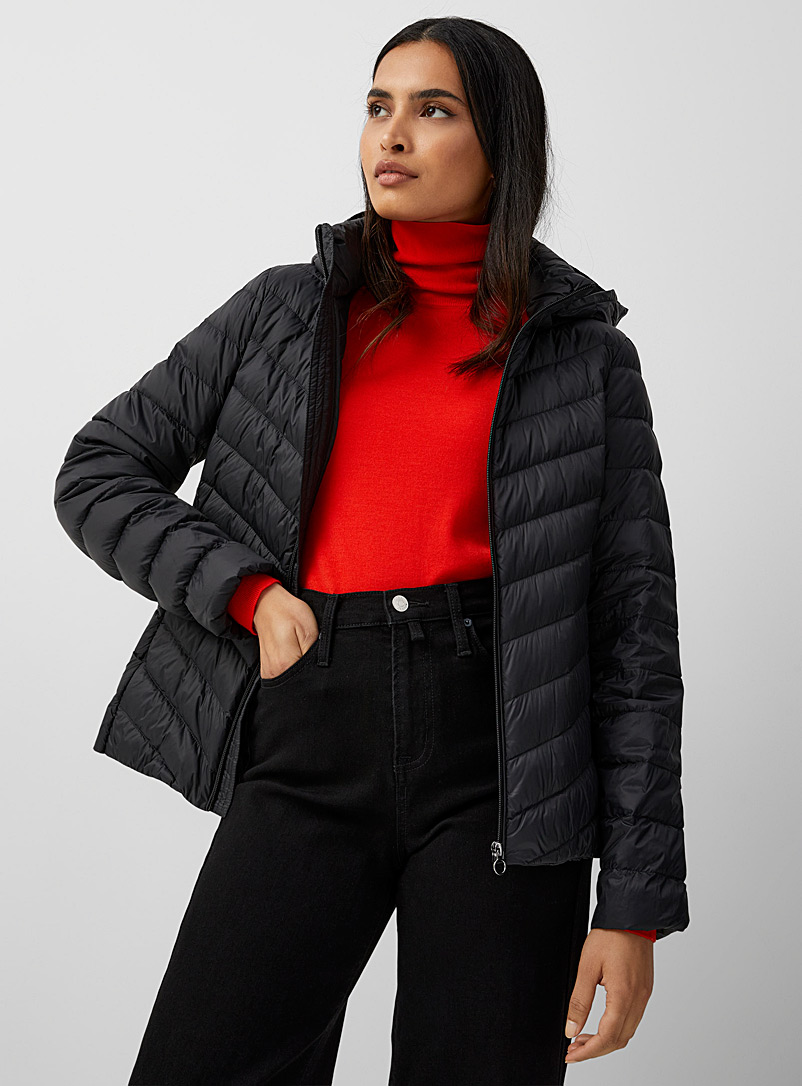 Contemporaine Black Packable hooded puffer jacket for women