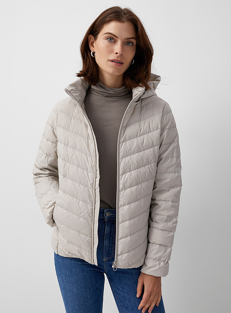 Contemporaine Grey Packable hooded puffer jacket for women