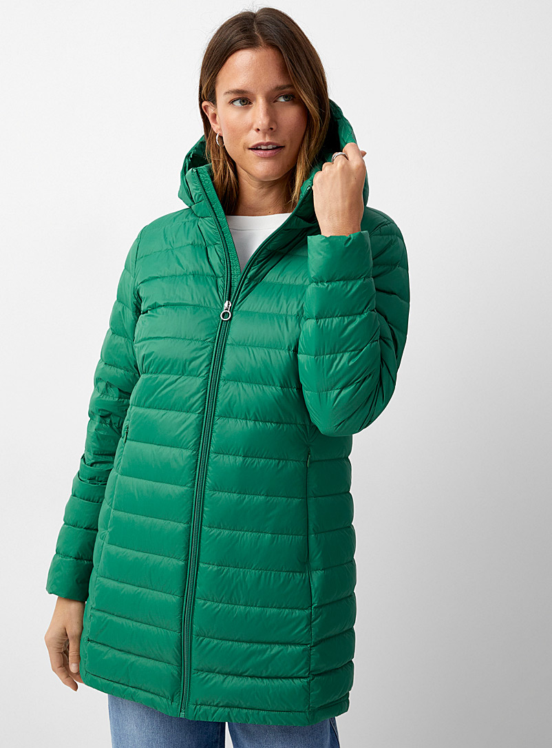 Contemporaine Green Packable 3/4 puffer jacket for women