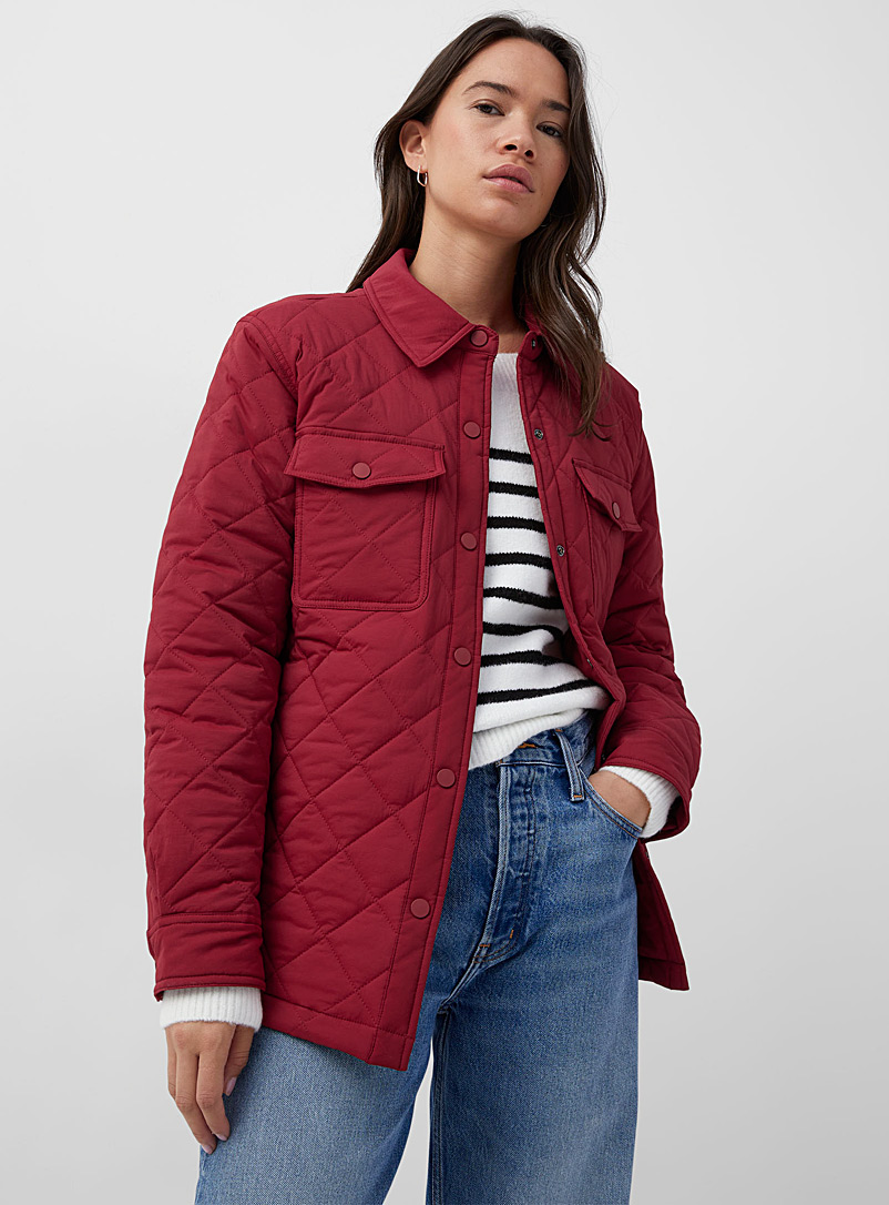 Contemporaine Ruby Red Diamond-quilted overshirt for women