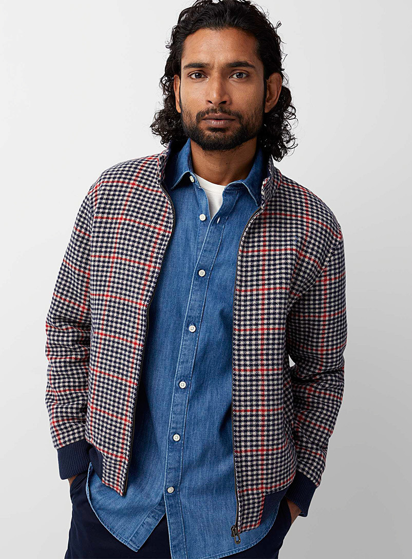 Le 31 Assorted Two-tone houndstooth felt jacket for men