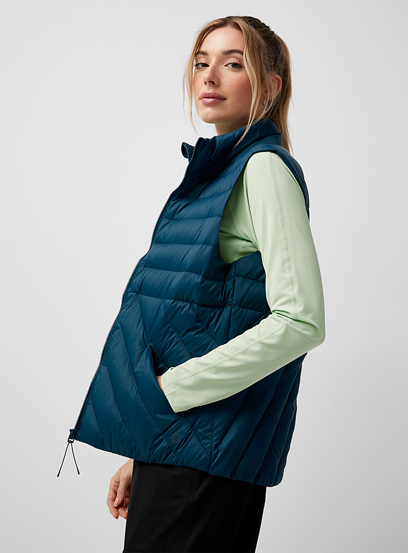 I.FIV5 Pine/Bottle Green Mixed quilting vest for women