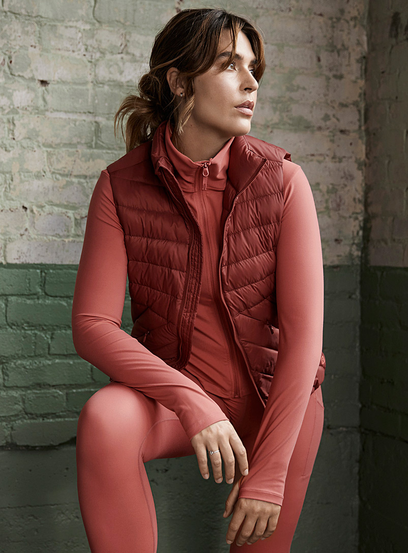 I.FIV5 Ruby Red Recycled nylon quilted vest for women